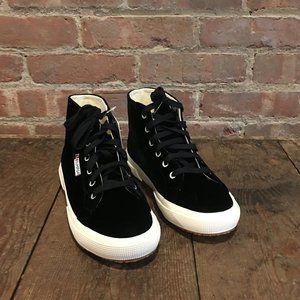 Superga Velvet High Tops NWT